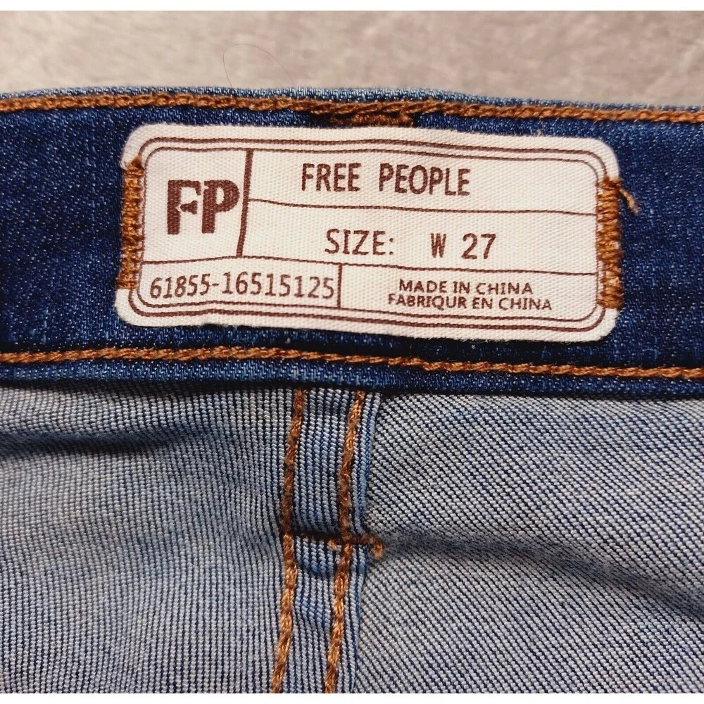 Free People Great Heights Fringe Frayed Hem Skinny Jeans Women's Size 27